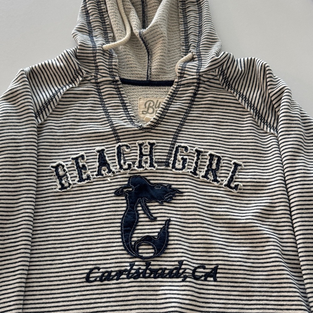 Blue 84 Navy and White Striped “Beach Girl Carlsbad, California” Hoodie NWOT